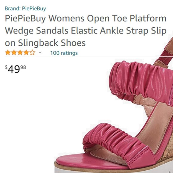 PIEPIEBUY Flirty Ruched Faux Leather High Cork Wedge Sandals NEW IN BOX! - Picture 6 of 8